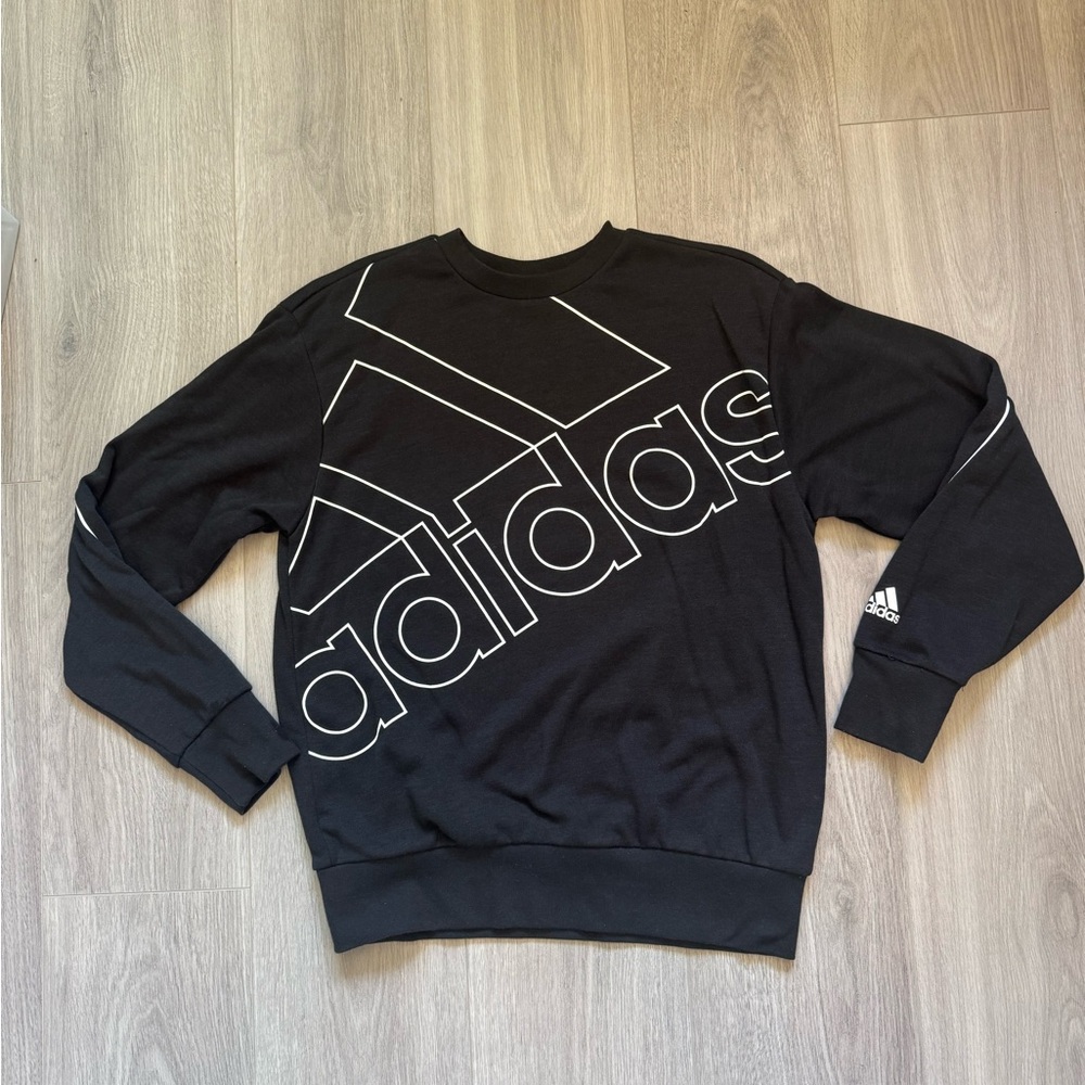 Adidas Men's Black Logo Crewneck Sweater